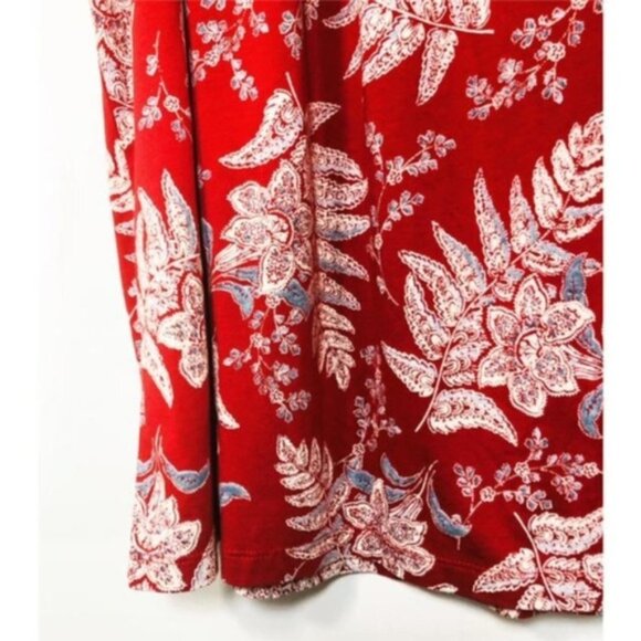 Chaps Womens Red Floral Off Shoulder Short Sleeve Button Top Plus Sz 1X New - Picture 4 of 9